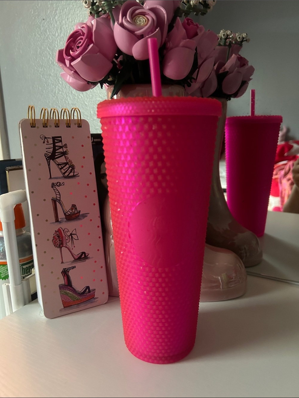 Starbucks Hot Pink Studded Tumbler with Straw
